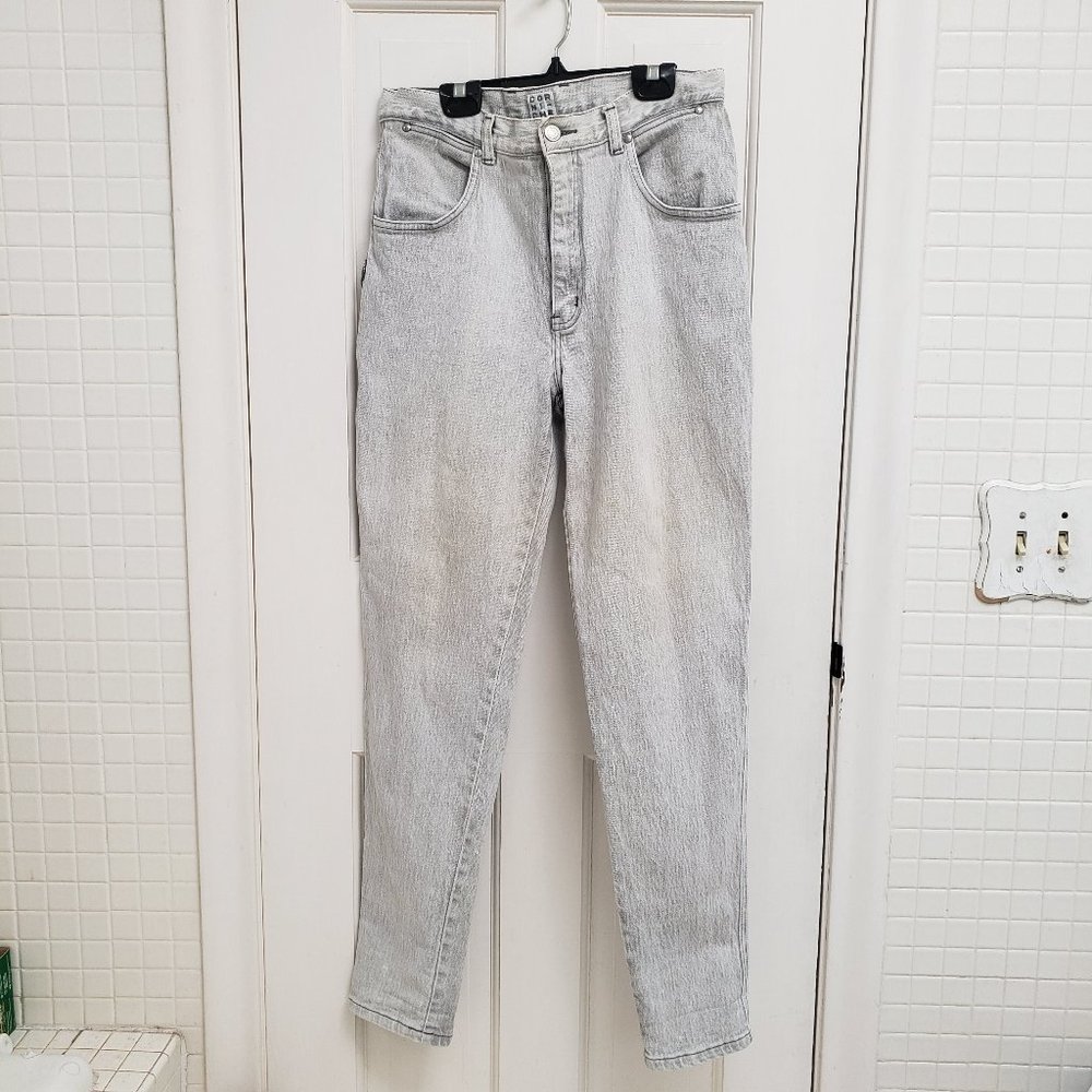 Cornishe Vintage Acid Wash Jeans High Waisted Tapered Gray 80s